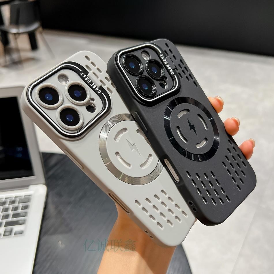 Breathable Soft Phone Cases for iPhone 16 15 14 13 12 11 Pro Max Plus Cooling Heat Dissipation Magnetic Back Cover