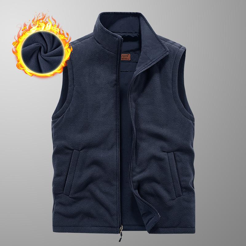 New Men's Casual Plus Velvet Double-sided Vest In Autumn and Winter Multi-bag Photography Vest Outdoor Vest Thermal Jacket