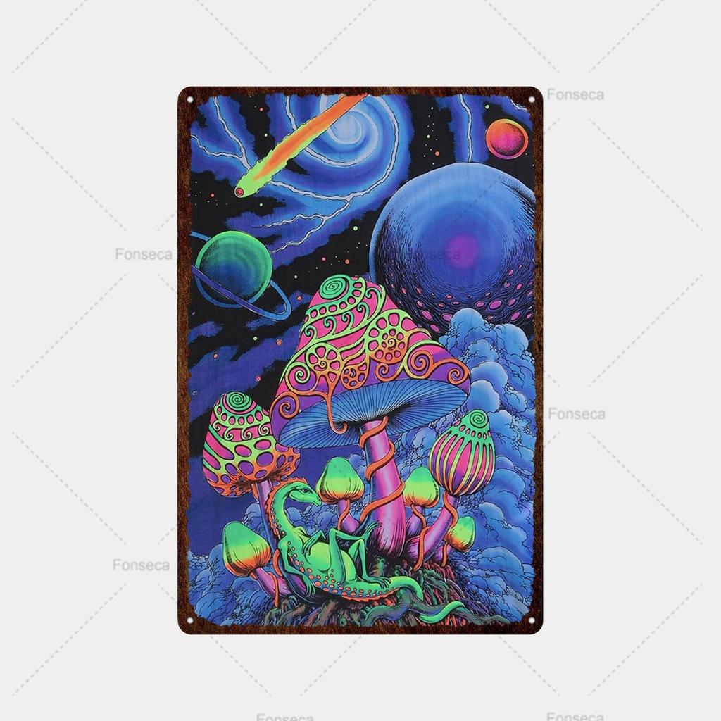 Цветная странная планета, металлическая вывеска, ретро жестяная вывеска, металлический ретро-бар, ретро украшение стены, бар, клуб, человек, отверстие, металлический плакат