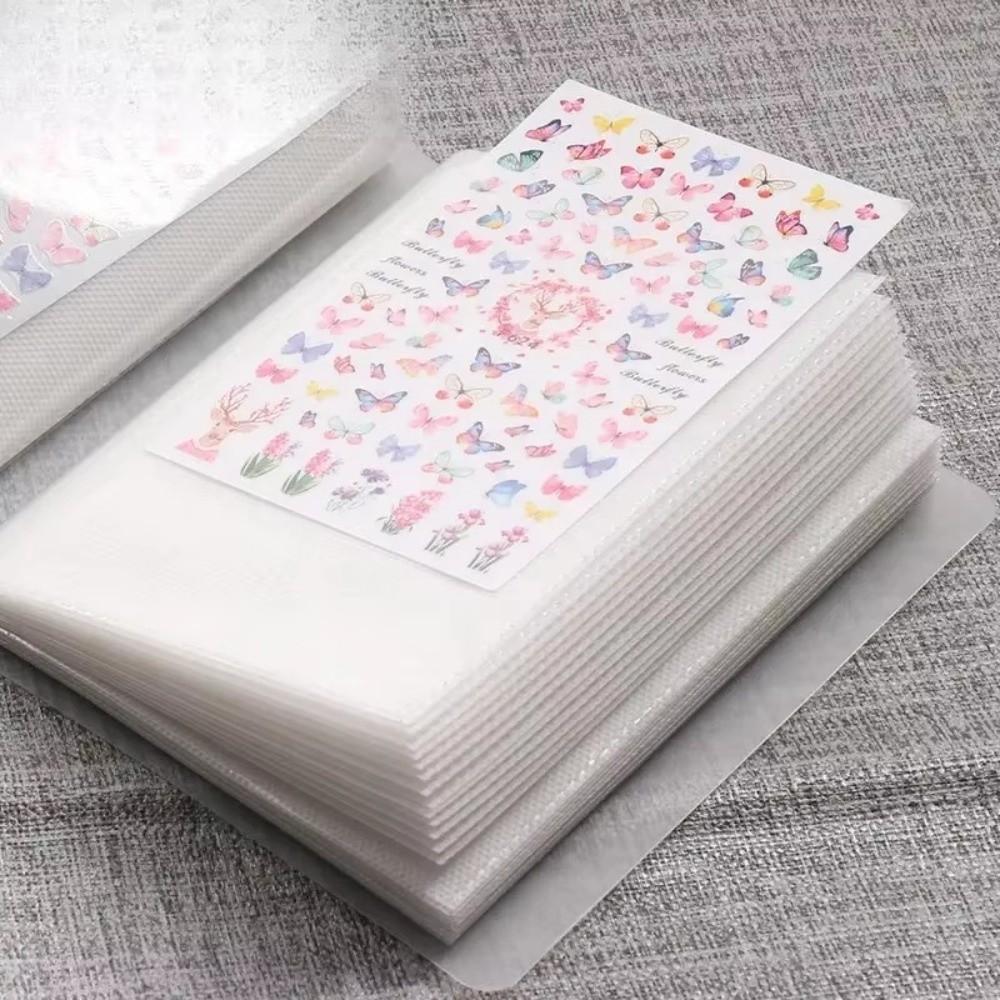 Blank Page Design Transparent Sticker Storage Book Collecting Nail Stickers