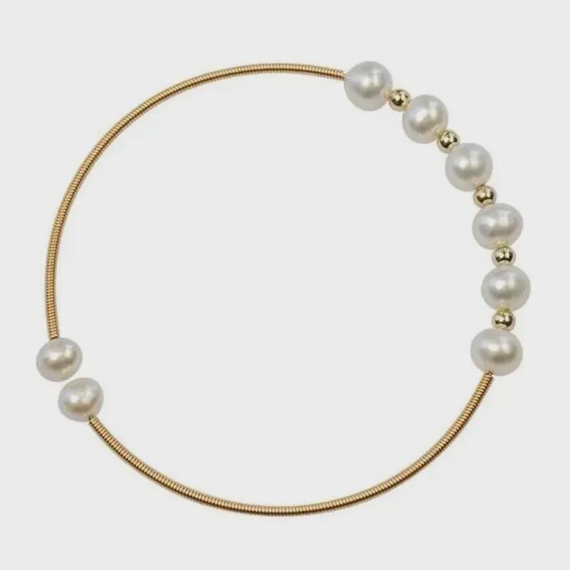 Браслет из пресноводного жемчуга неправильной формы: Элегантные украшения ручной работы для женщин