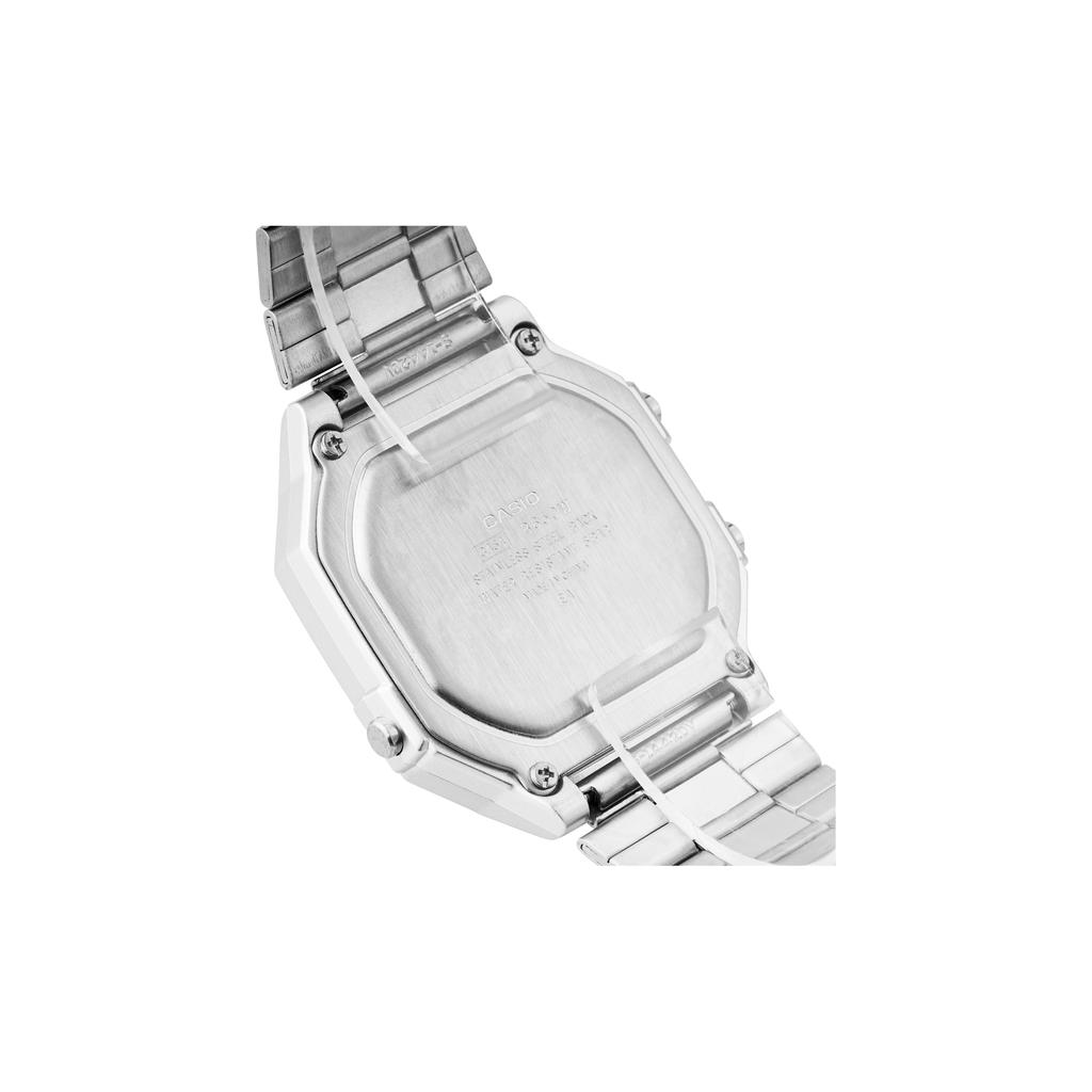 Casio Квадратный регулируемый ремешок для часов серии Vintage, кварцевый механизм, стальной браслет, мужские часы, черный B650WD-1A