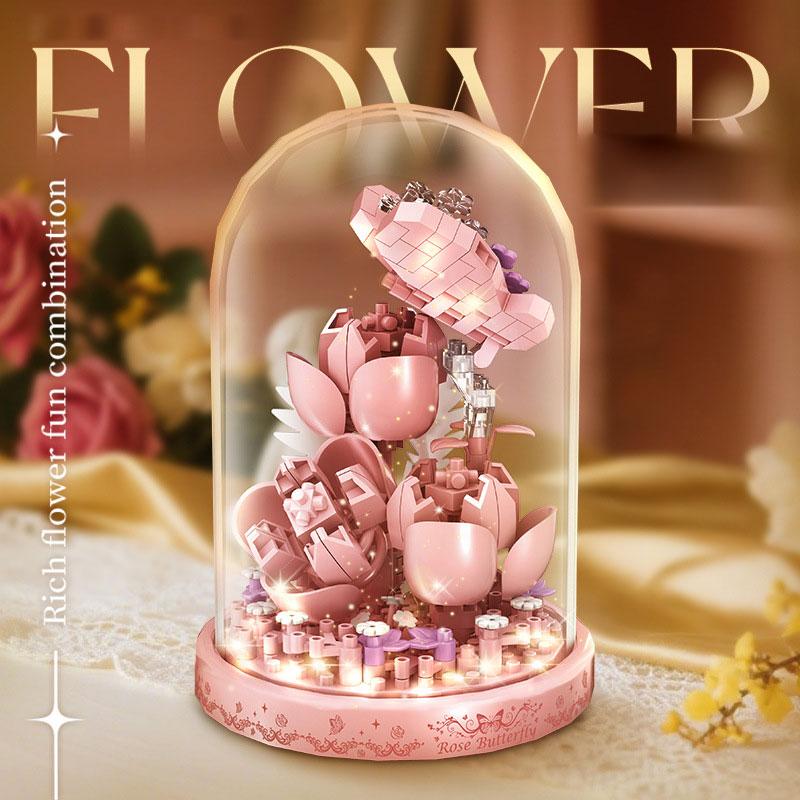 Букет Вечных Цветов Бонсай Комнатное Растение Модель Микро Строительные Блоки Украшение для Дома Головоломка Игрушки Детские Подарки на День Рождения Рождество