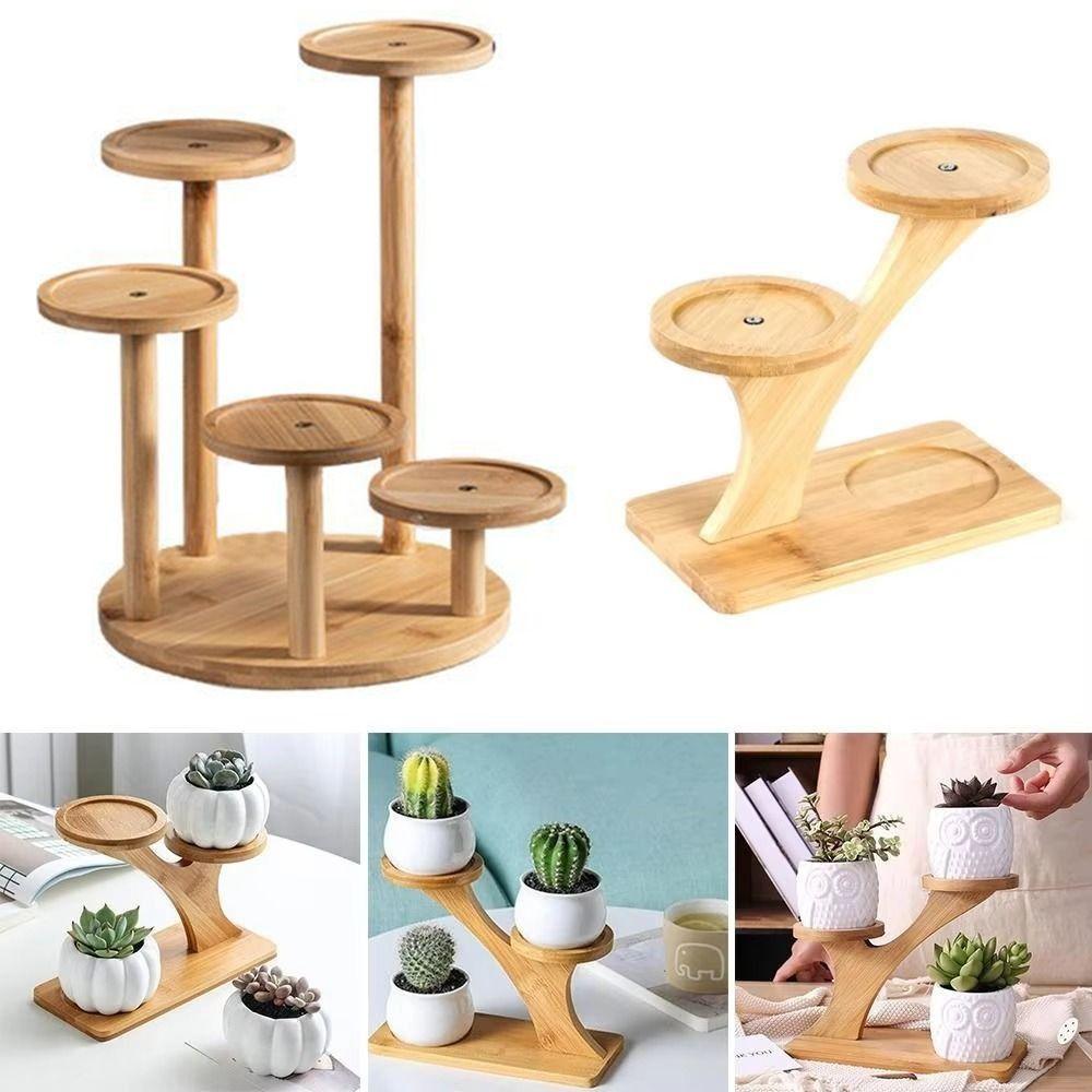 Tree Branch Shape Succulents Bonsai Organizer Bamboo Shelf Desktop Plants Stand for Window