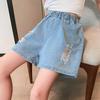Джинсовые шорты с рваными деталями для девочек - Летняя мода для детей