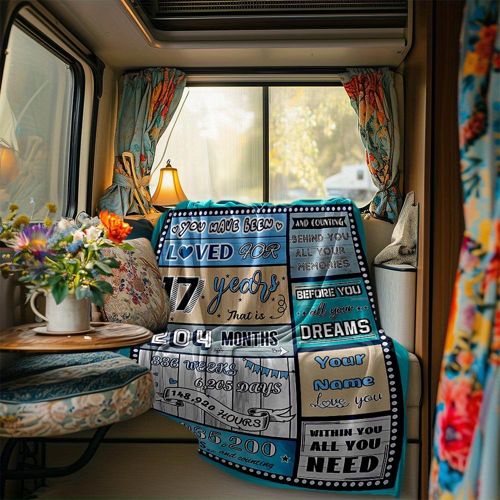 Happy 17Th Birthday Blanket Personalized Name Soft Comfortable Stylish Blanket Car Blanket Perfect For Travel Camping Outdoor Home Suitable For All