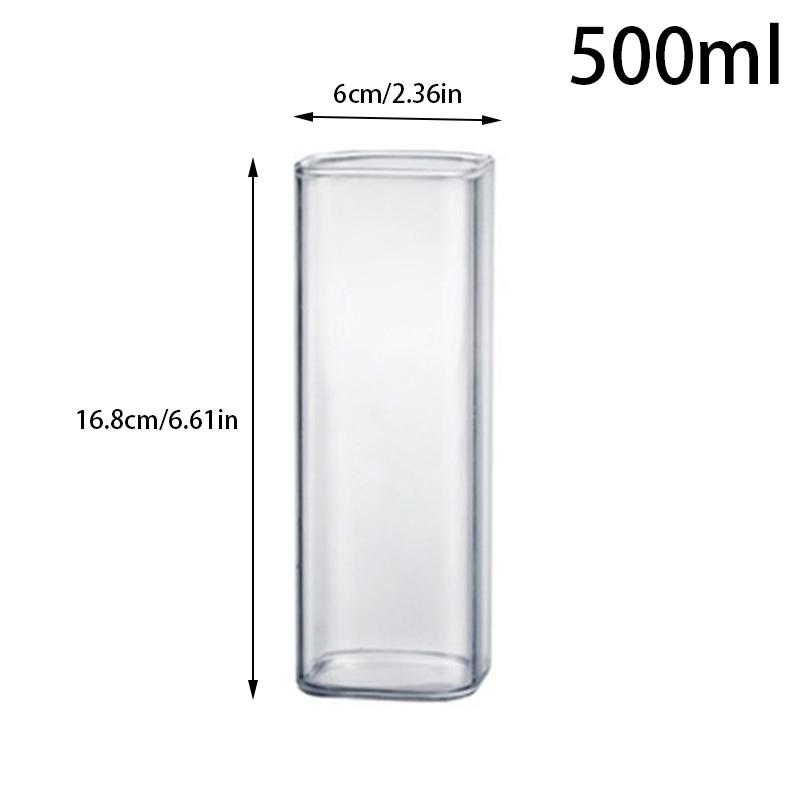 Квадратная стеклянная прозрачная кружка для холодных напитков, большая емкость, ледяная вода, молоко, чай, чашка для питья, бокал для вина, кофейная чашка для ресторана, бара, дома