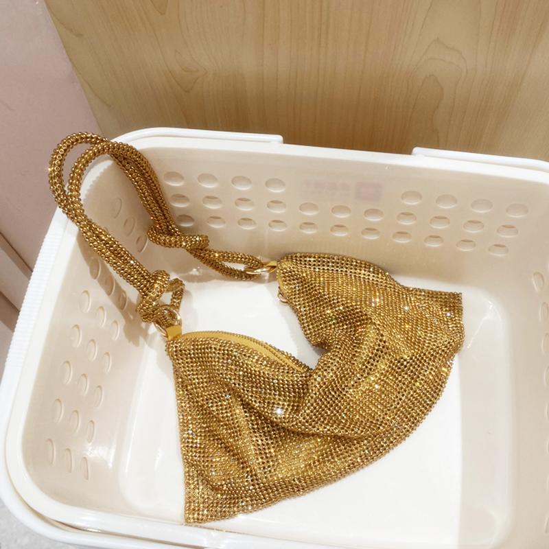 Luxury Designer Hobo Shoulder Bag Handle with Strass Shining Evening Bag Clutch Bags