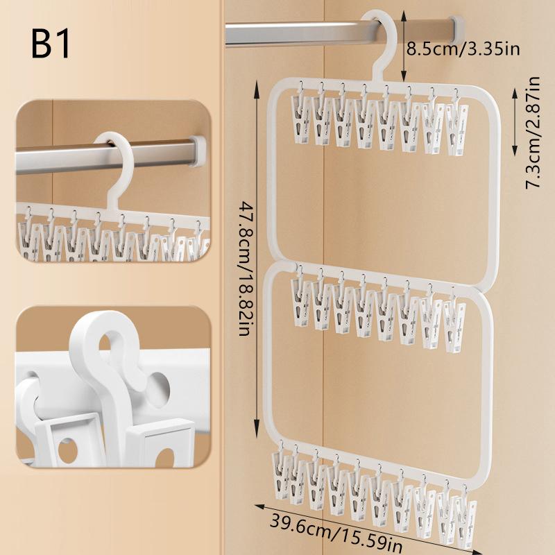 Multi-Clip Sock Drying Rack Multi-Functional Removable Space-Saving Socks Underwear Baby Saliva Towel Household Storage Rack