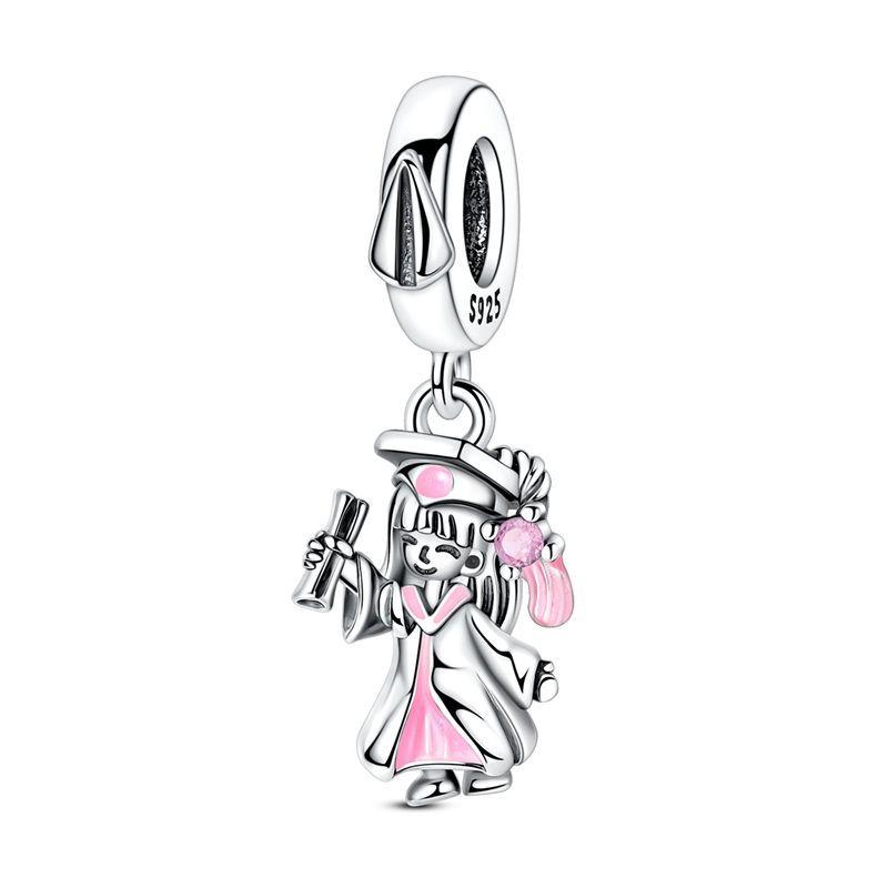 New Copper Graduation Season Charms Beads Mortarboard Happy Graduation Pendants Fit Bracelet Diy Fine Jewelry Gift