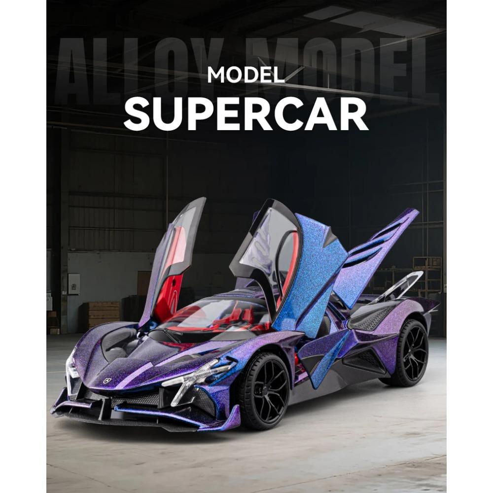 1/18 Apollo Project EVO Supercar Diecast Alloy Metal Model Toy Car Sound & Light High Simulation Home Decorations Birthday Gifts