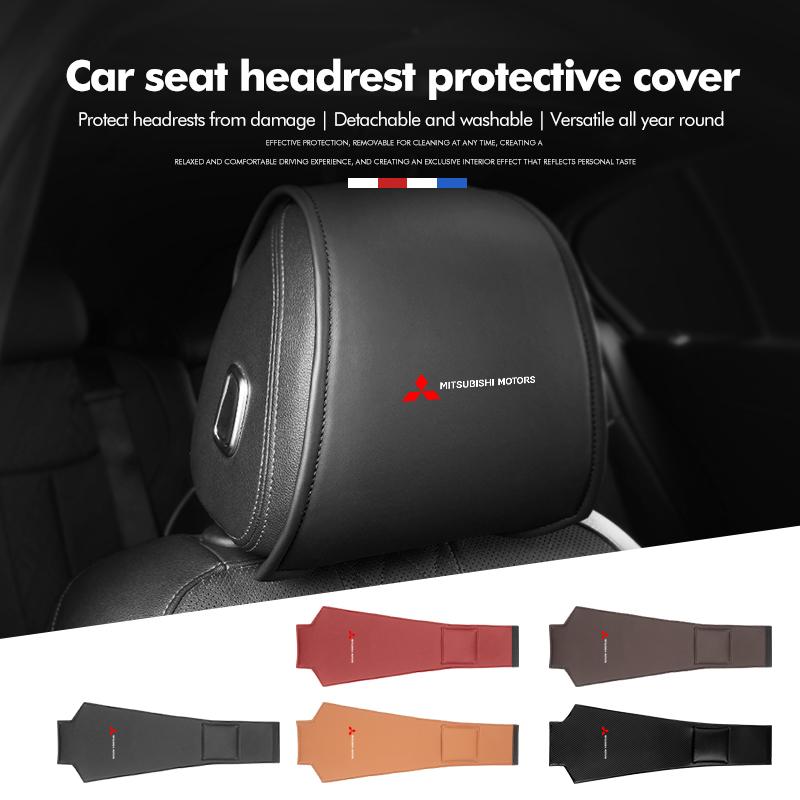 1/2PCS Leather Car Seat Headrest Protective Cover Interior Accessories For Mitsubishi Outlander Lancer Cross Colt Xpander Mirage