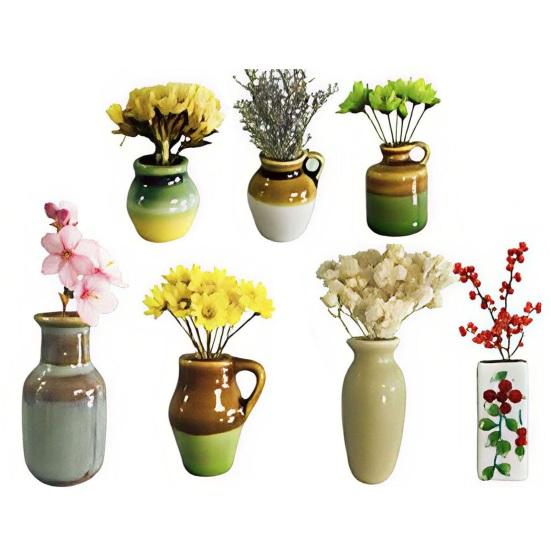 5/7/8 шт. Мини-керамическая ваза Магнит на холодильник Дом Офис Кухня Шкаф Холодильник 3D Миниатюрная ваза для цветов Горшок Магнитное украшение Орнамент