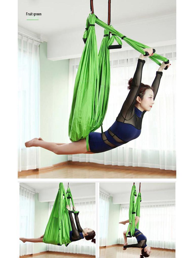 Гамак для воздушной йоги с 6 ручками - Неэластичный нейлон для студийной инверсионной фитнес-тренировки