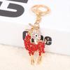 Keychain Alloy Electroplated Three-Dimensional Goat Key Chain with Colorful Rhinestones Lobster Clasp Key Ring Bag Accessories