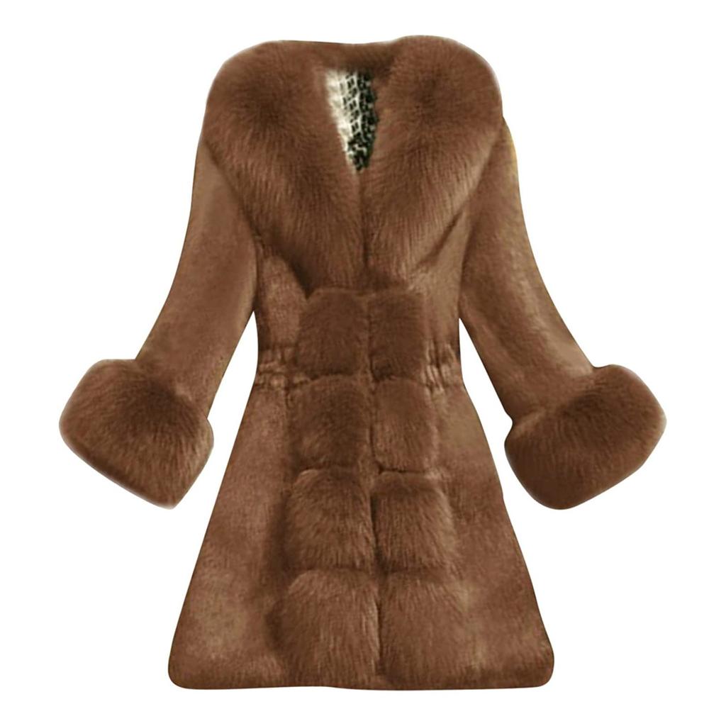 (SU)Женское зимнее офисное женское пальто больших размеров из искусственного меха, женская верхняя одежда, тонкая куртка