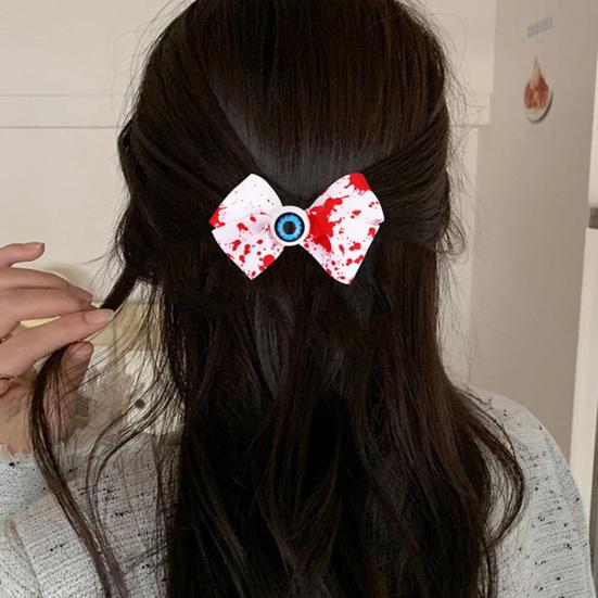 Halloween Blood Bow Clips for Women Girls Horror Eyeball Bowknot Hairpin for Halloween Theme Party Hair Accessories