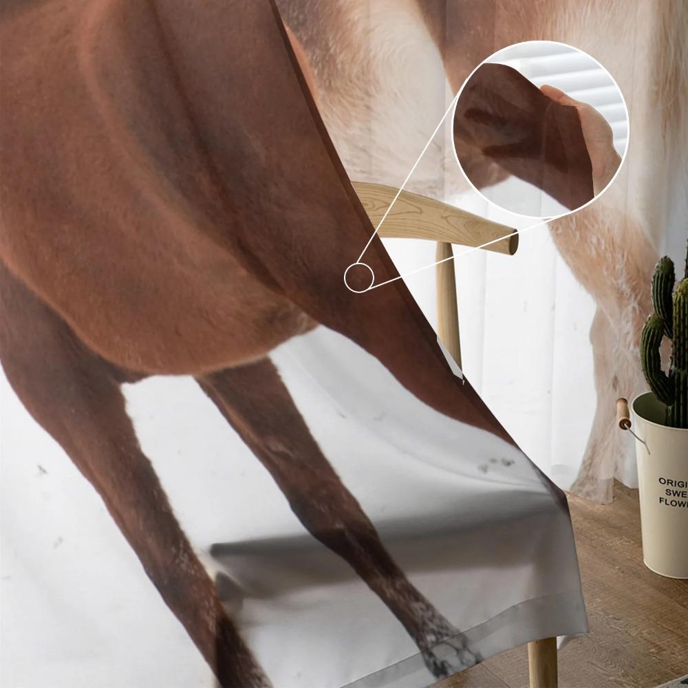 Animal Horse Snow Scene Tulle Voile Curtains For Bedroom Space Space Window Curtain For Living Room Sheer Drapes Shades Organza Drapes Decor
