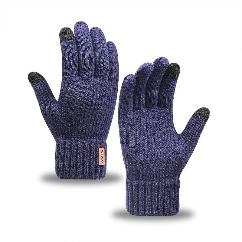 Iwarm Love Warm Camel Wool Men's Winter Wool Gloves Piled Thickened Knitted Touch Screen Gloves