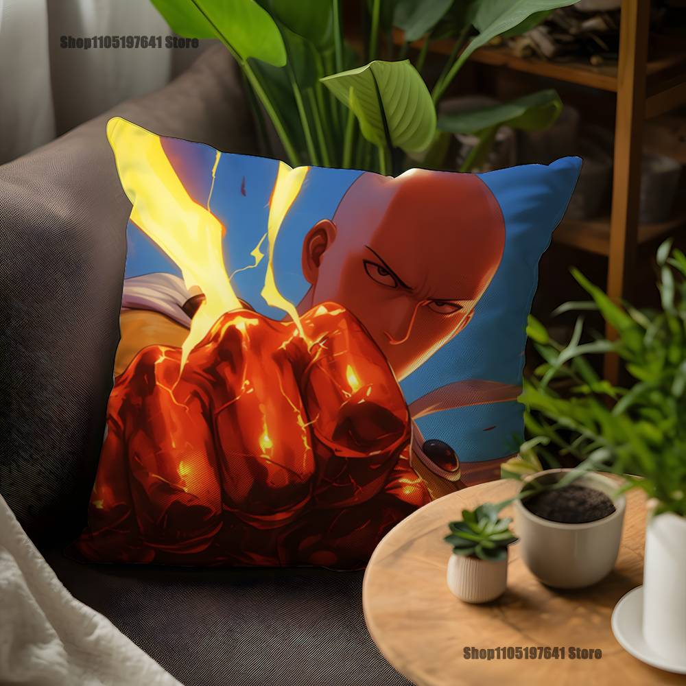 Наволочка для подушки с изображением Сайтамы из One-Punch Man для декора дивана, автомобиля, офиса, комнаты, печатная наволочка, декоративные элементы и защита
