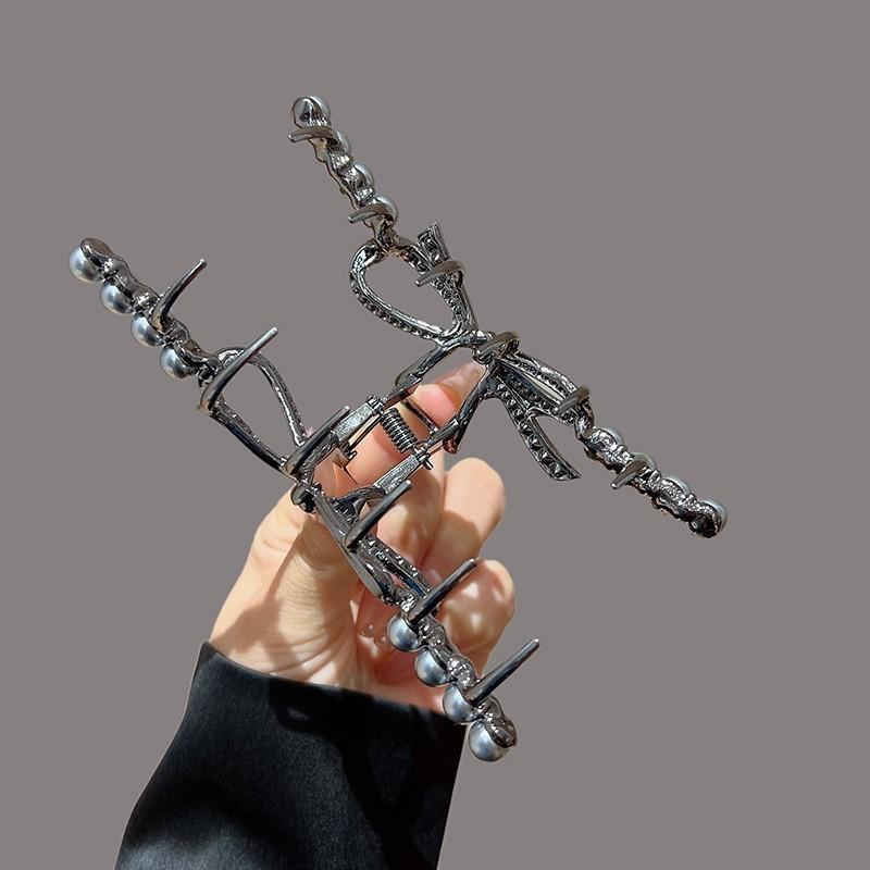 Металлический зажим с бантом для женской задней части головы, вьющихся волос, нишевого темперамента, заколка для волос, головной убор с зажимом в виде акулы