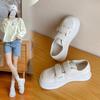 Velcro Thick-soled Leather Little White Shoes Women's Spring New Round Head Flat Baseplate Shoes Tide