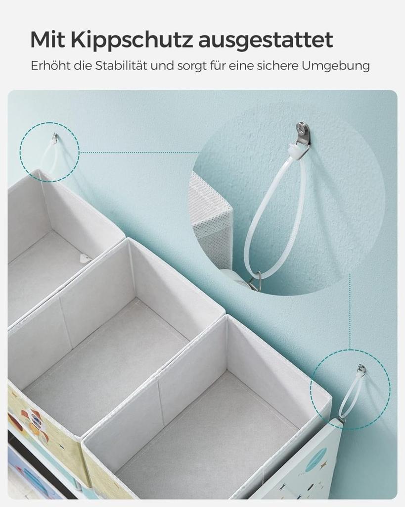 Shelf for Children's Room, Toy Shelf with 7 Storage Boxes Made of Fabric, Shelving, Children's