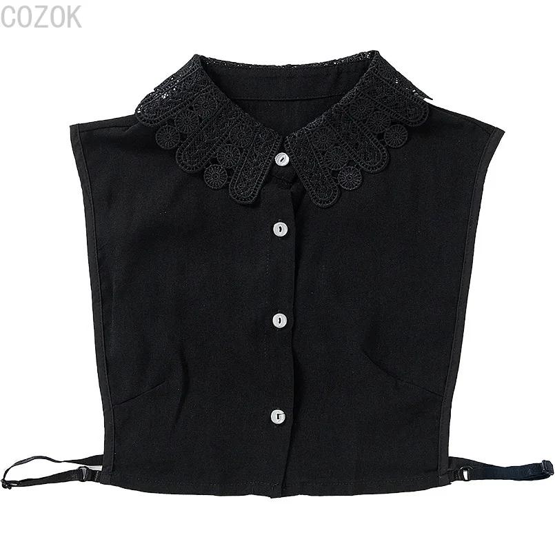 Fashion Women's Embroidery Shirt Fake Collar Removable Mujer Faux Cols White Sweater False Collar Lapel Shirt Blouse Detachable