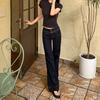 Design Sense Low Waist Spice Girl Large Size Jeans Women's New Elastic American Loose and Skinny Flared Pants