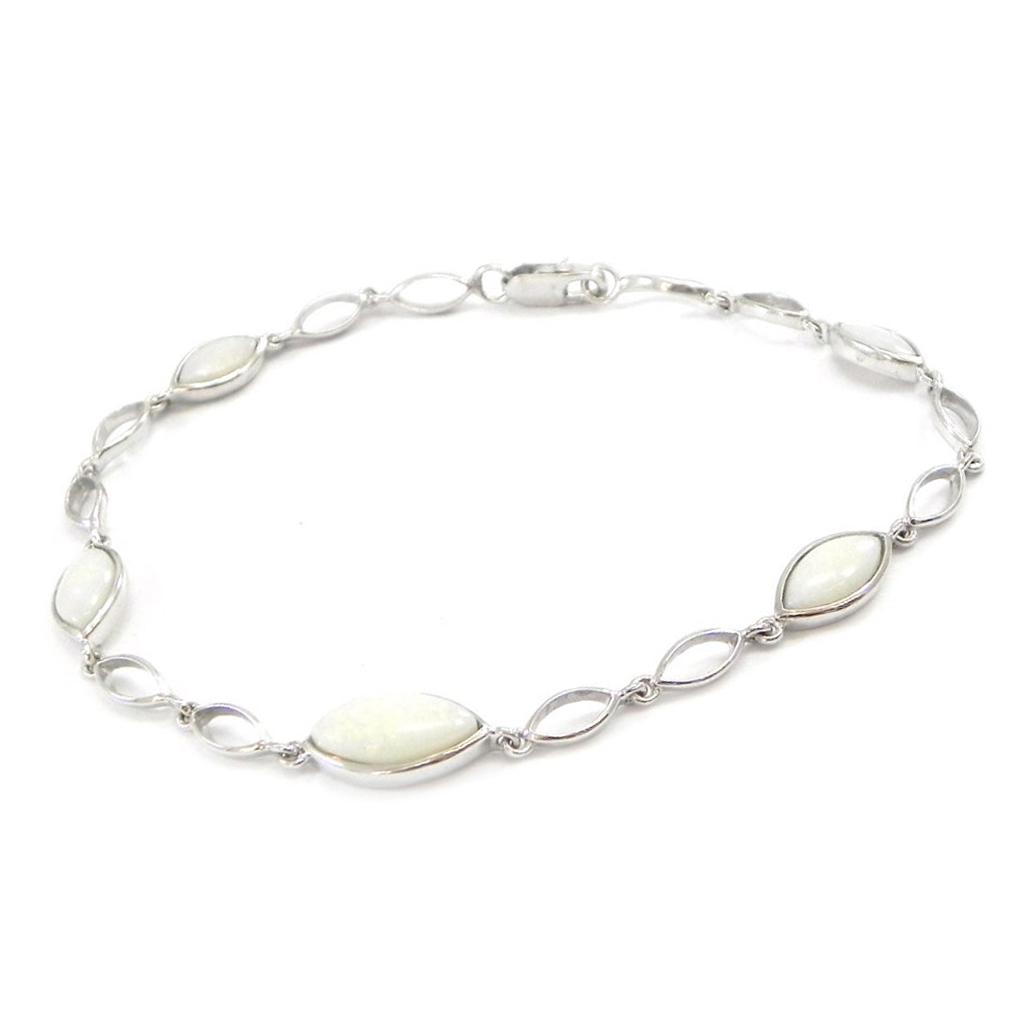 Les Trésors De Lily [I2623] - Серебряный браслет «Богиня опала» серебристо-белый - 8 мм