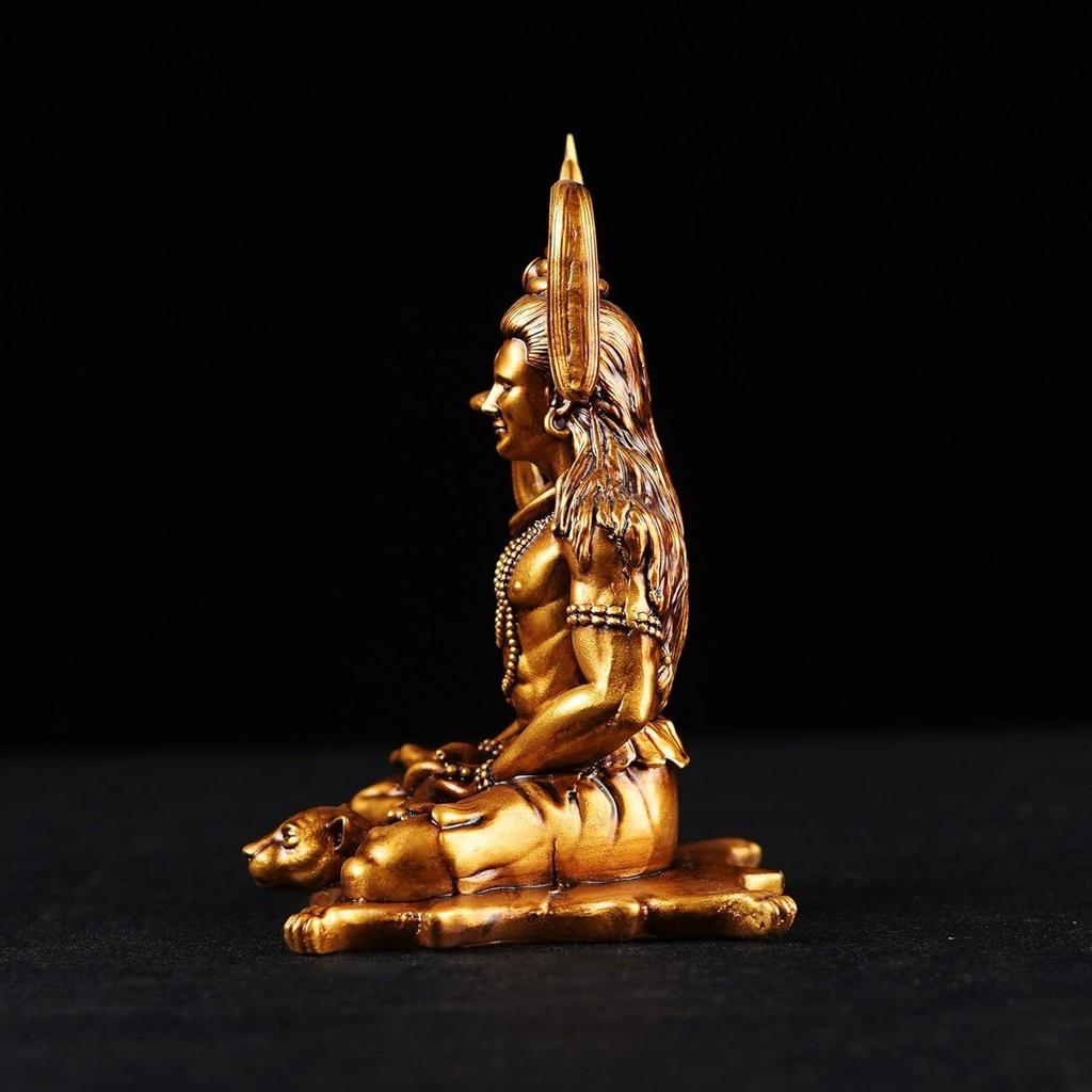 4 Inch Meditating Shiva Idol for Car Dashboard and Home Decor, Lord Shiv Murti Mahadev Sitting Statue Showpiece for Puja Room, Mandir,