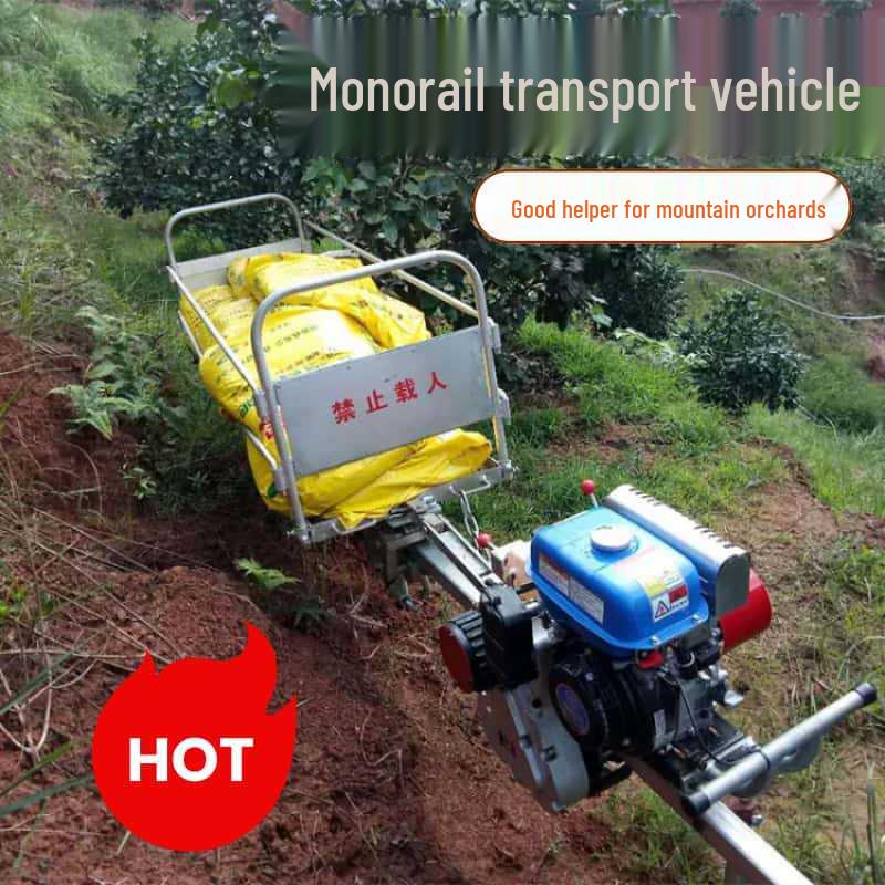 Taoyuan Gasoline Monorail Transporter for Steep Slopes: Fruit, Vegetable & Fertilizer Carrier with Rack and Pinion Drive