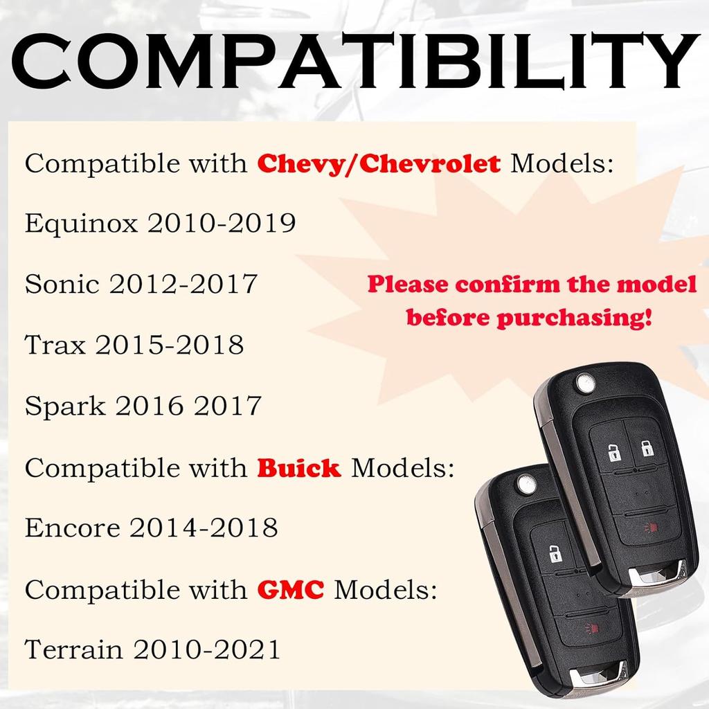 Remote Key Fob Replacement Fits For GMC Terrain 2010-  Chevy Equinox 2010- Sonic 2012-2017 Spark 2016-2017 Trax 2015-2018 Buick Encore 2014-2018