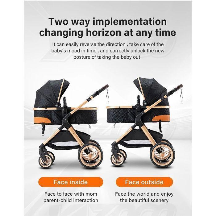 BAZARLAND30.Poussette 3 en 1 Bébé Combinée Siège-Auto Nacelle Trio Réversible Réglable Haute Qualité Roues increvables Canne.KAKI