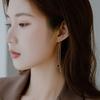 Korean Fashion Long Tassel Drop Earrings For Women Temperament Black Geometric Ear Line Dangle Earrings Girls Party Jewelry
