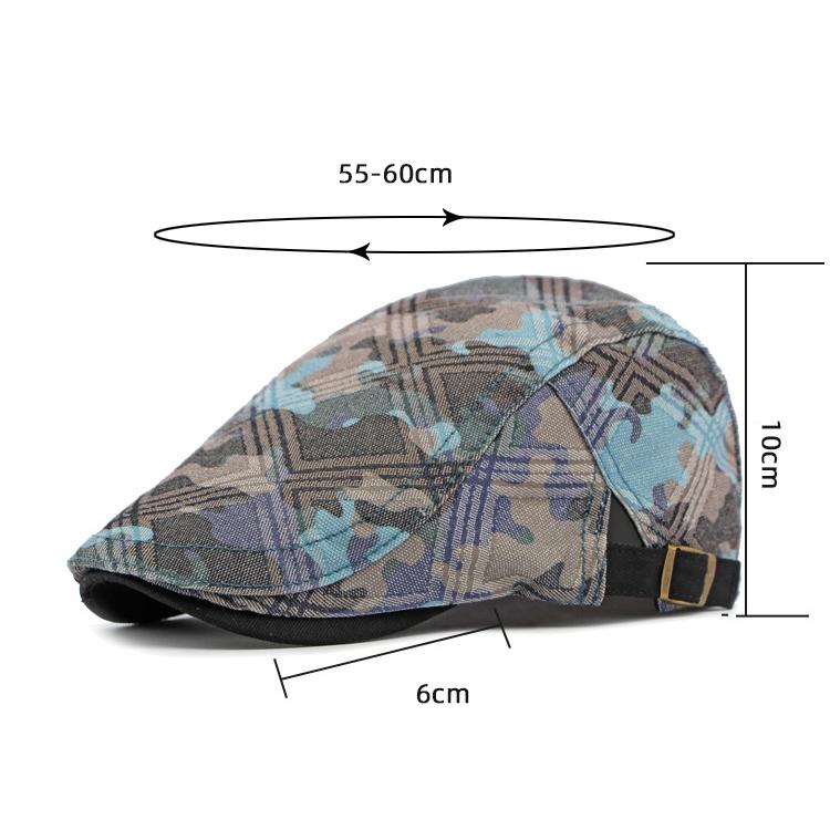 Women's Cap British Vintage Print Camouflage Beret Men