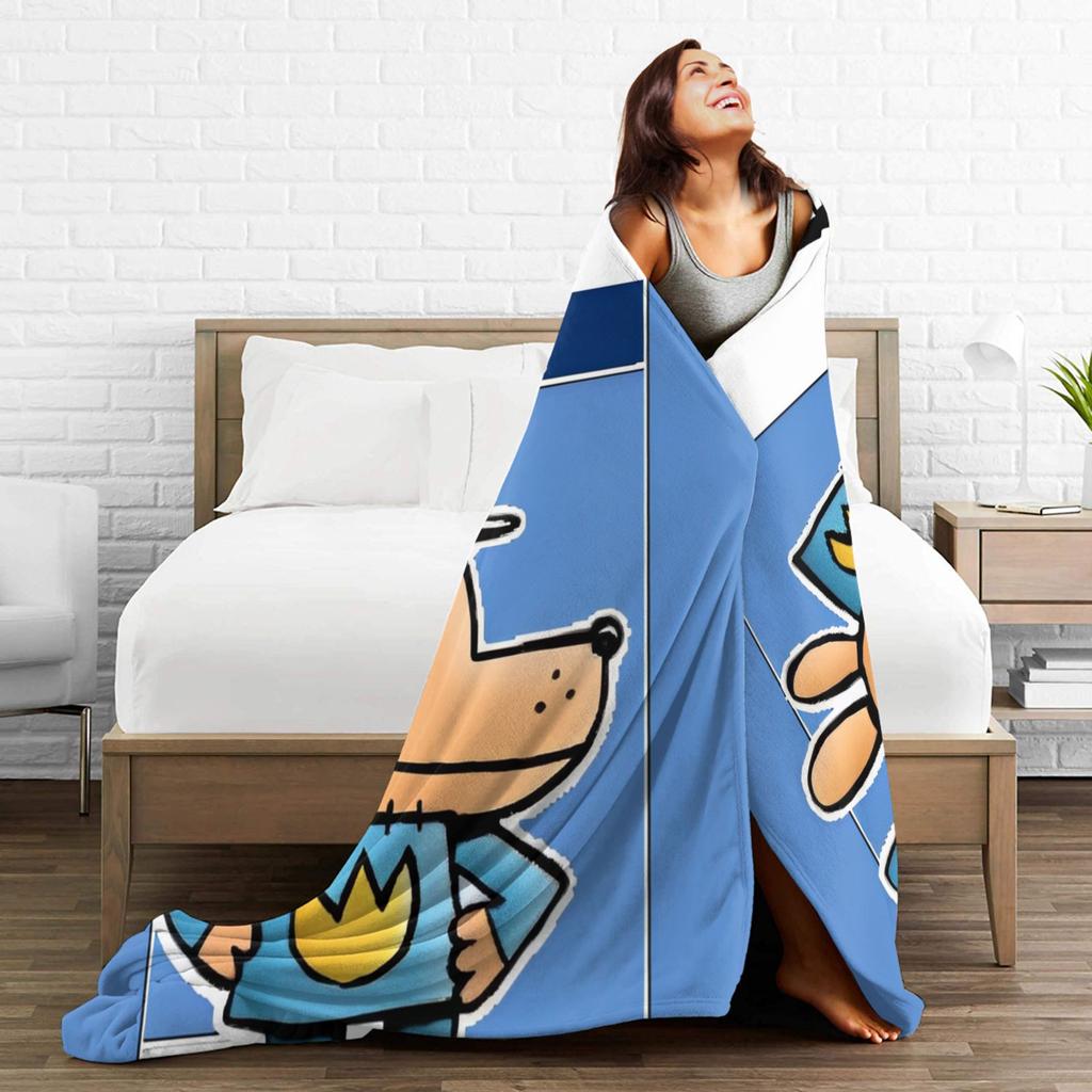 Dog Man Anime Blanket Multiple Sizes Warm Cozy Fluffy  Throw Blankets for Couch Sofa and Bed