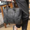 Мужская черная сумка большой емкости, простая деловая сумка в стиле ретро, ​​повседневный компьютерный портфель, тканая портативная сумка