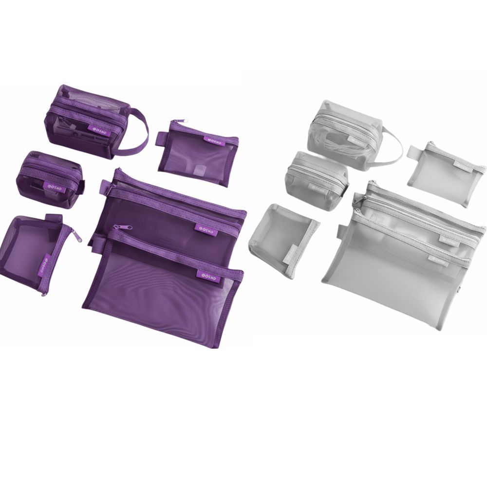 6pcs Set Minimalist Mesh Storage Bag Card Hold Coin Purse Data Cable Digital Bag Card Organizer