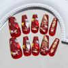 Burgundy Diamonds Silver Beans Explode New Year's Blessings, Good Luck and Wealth Nail Art ins Wind Removable Nail Art Tablets 24 pieces