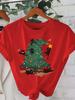 WomenS Christmas Tree Kitten Graphic TShirt Cozy Crew Neck Short Sleeve Summer Sleeved Harajuku Streetwear Tops Tees