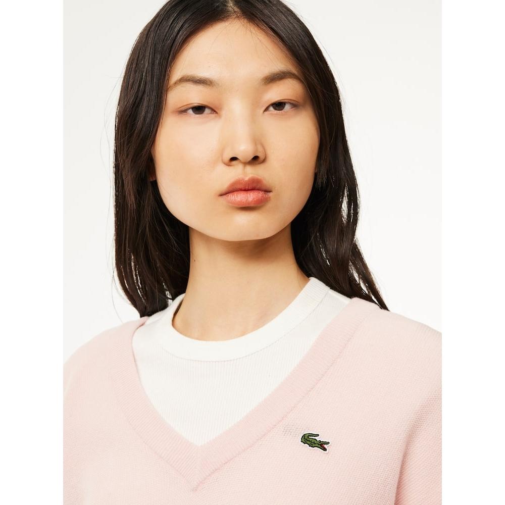 Lacoste Women S Ring SlingS V Neck Sweater Af9554 54n Ady q2nAf9554 54nAdy