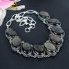 Silver Sheen Obsidian Gemstone 925 Sterling Silver Jewelry Necklace 18" KG-1655