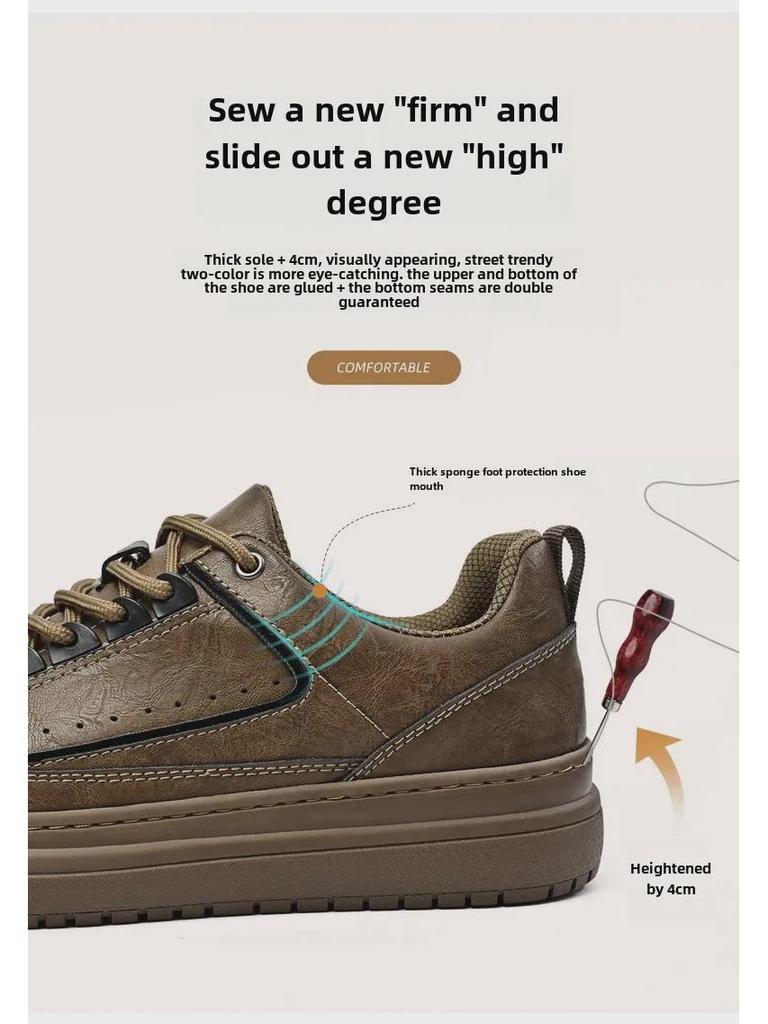 Мужские кроссовки на шнуровке из натуральной кожи с нескользящей подошвой 2024 года