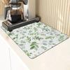 1Pcs Rubber Drying Mat With Spring Green Leaf For Coffee Shop Restaurant Kitchen Carpet Tableware Durable Diatom Mud Table Mat Pet Mat Coffeeware