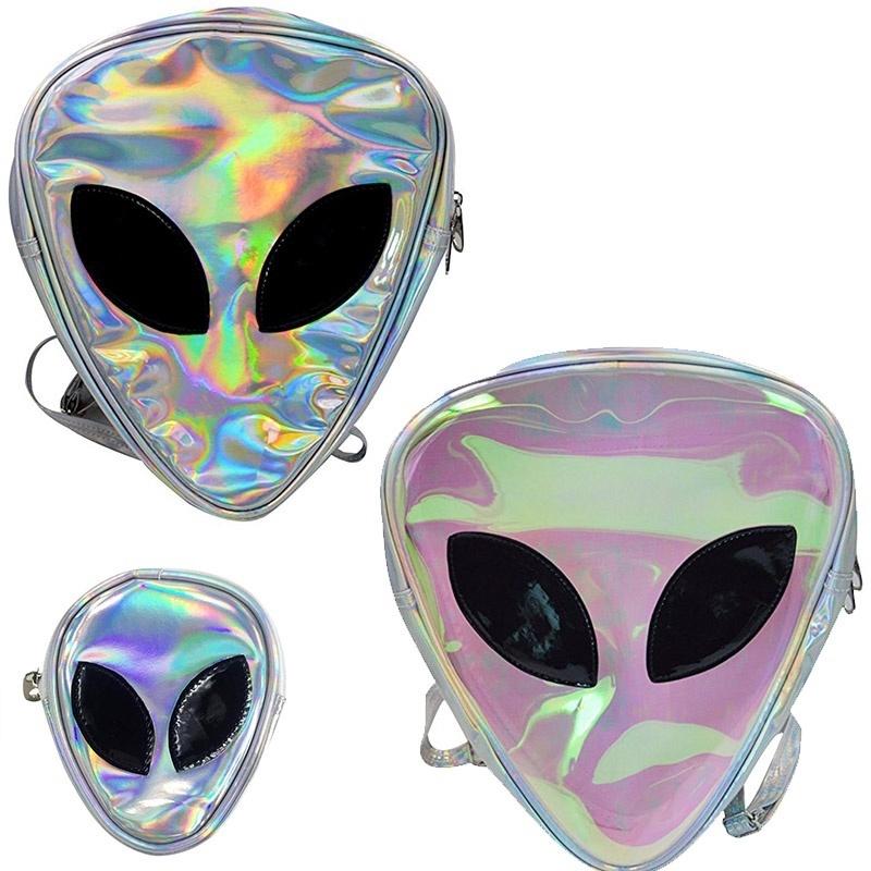 Треугольная 3D Голова Инопланетянина ЕТ Лицо Дизайн Сумка-мессенджер Сумка через плечо Лазерный Рюкзак