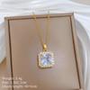 Titanium Steel, Micro-Inlaid Zircon Square Light Luxury Temperament Gorgeous Full Diamond Necklace Female Versatile Collarbone Chain