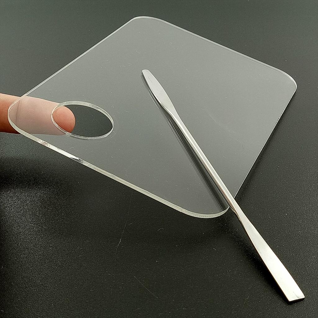 Makeup Palette Clear Acrylic Nail Stamping Plates Foundation Eyeshadow Stainless Steel Rod Manicure