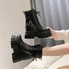 Мода 9,5 см Женские ботинки Мотоциклетные ботинки Женские Кожаные Челси Женские Классические Панк Женские Готические Ботинки Высокая Платформа Женские Боты Женские