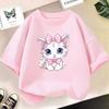 Summer children's T-shirt cute cat girl printed top short sleeved round neck shirt